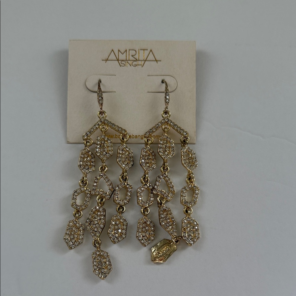 🥳 Amrita Singh Gold Tone Dangle Earrings - Picture 1 of 3